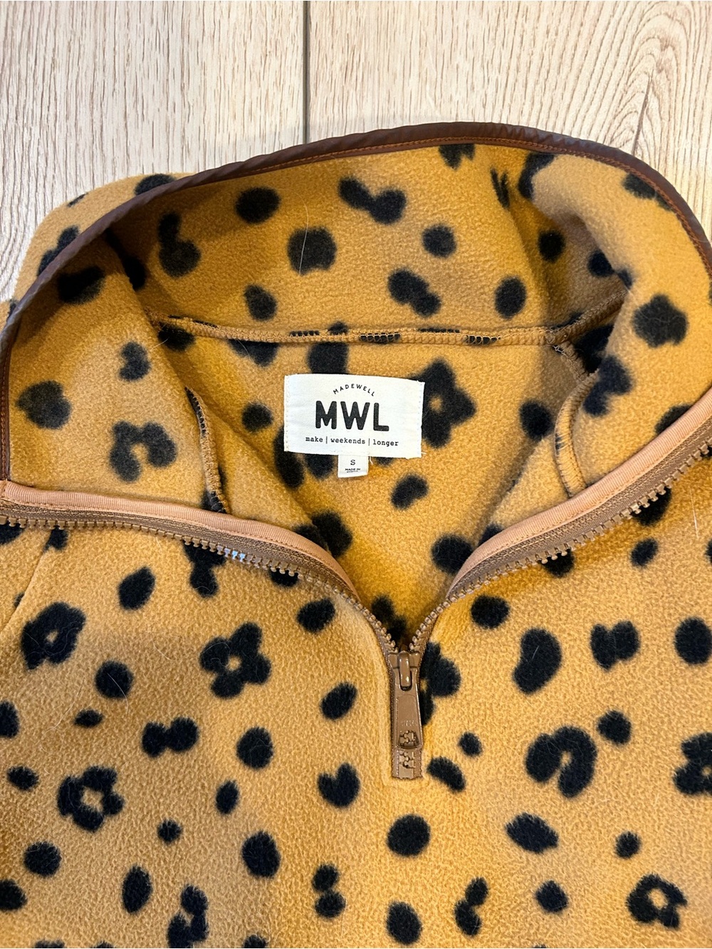 Madewell MWL Bettermadefleece half zip sweatshirt in cheetah
